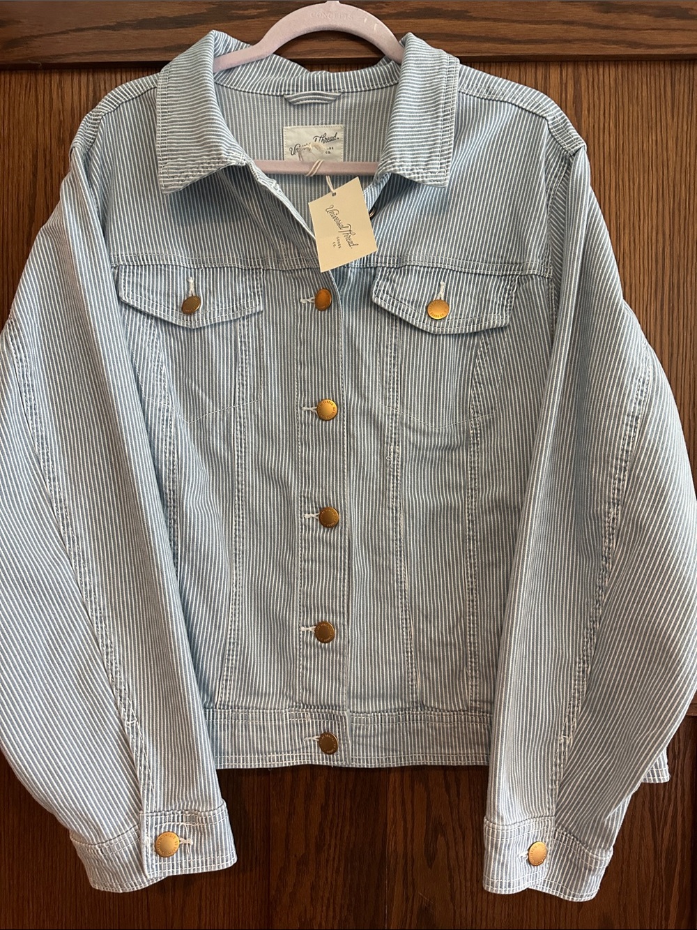 Universal Thread Light Blue Pinstriped Jean Jacket